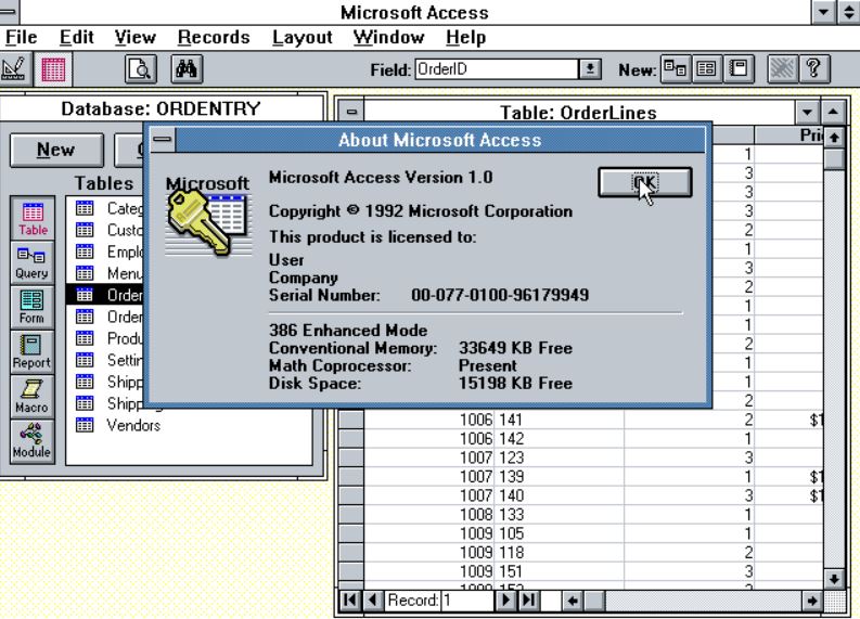 MicrosoftAccessの最初のバージョンを発売
